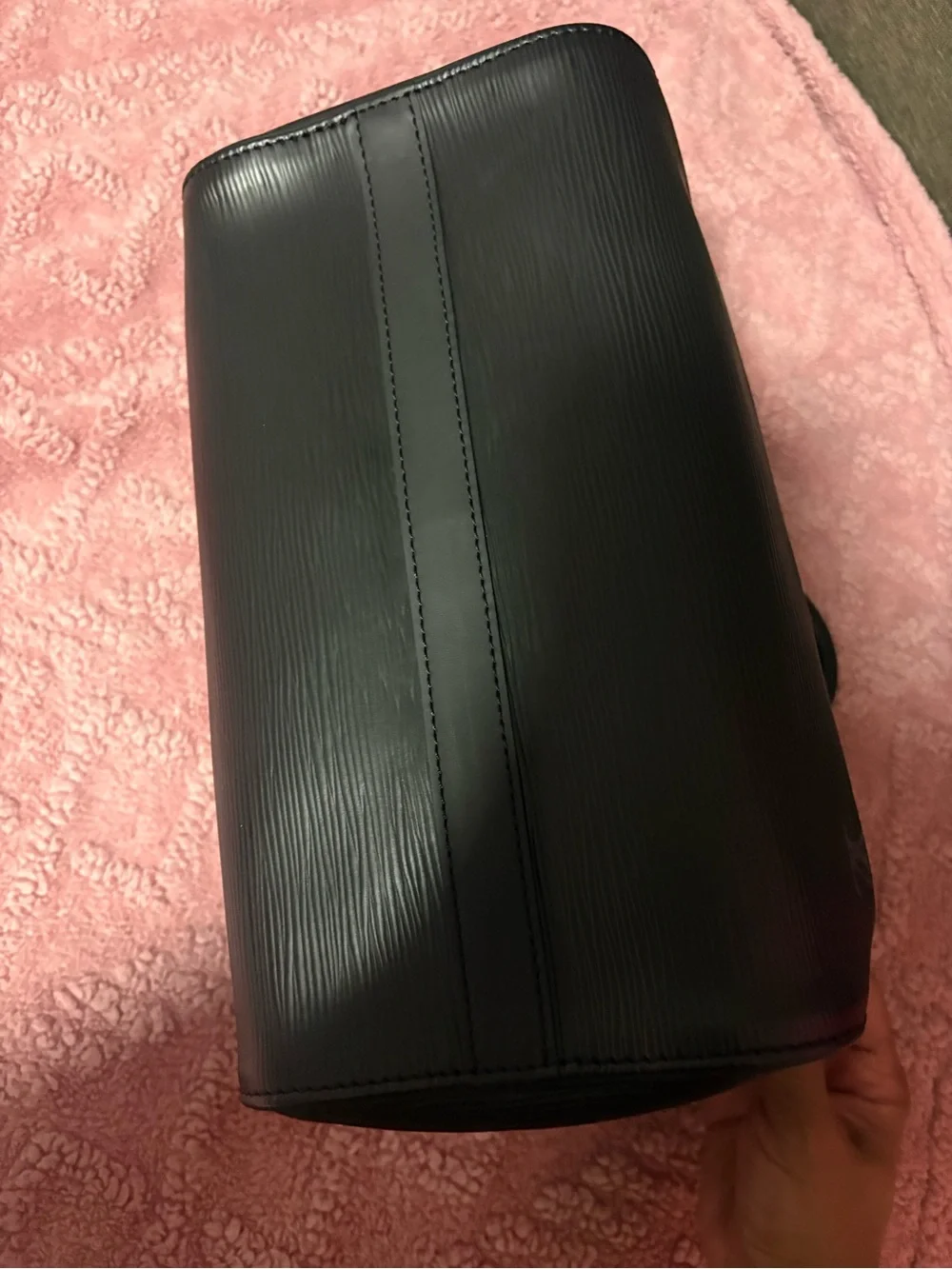 Louis Vuitton Black Epi Leather Handbag with Gold-Tone Hardware